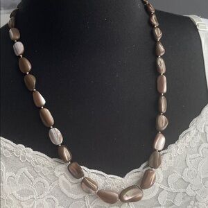 Vintage Brown and Gray moonstone Beaded Necklace hand knotted